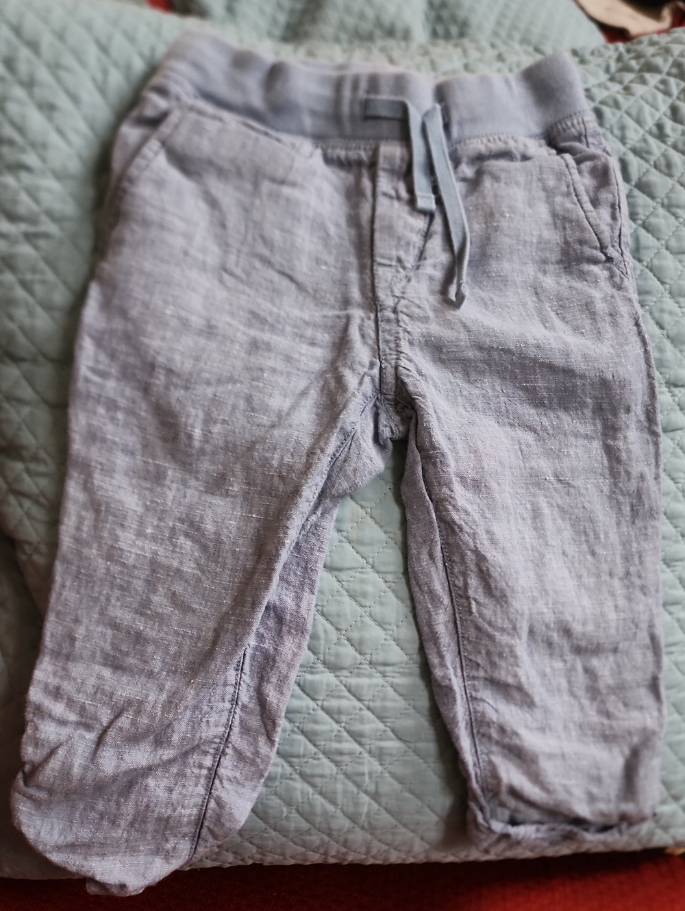 3T Gap Light Blue Linen Pull-on Adjustable Length Drawstring Pants